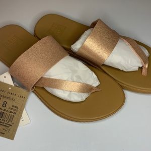 NEW REEF Cushion Bounce Sol Rose Gold Leather Diagonal Strap Women's SZ 8